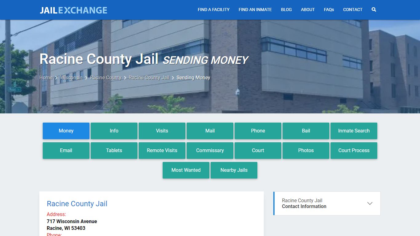Send Money to Inmate - Racine County Jail, WI - Jail Exchange
